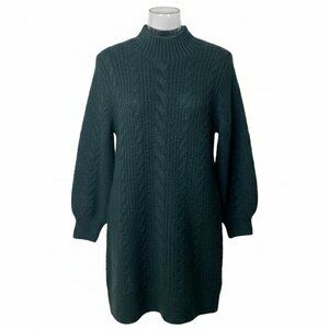 "Abercrombie & Fitch" Emerald Green Cable-Knit Mock Neck Sweater Dress